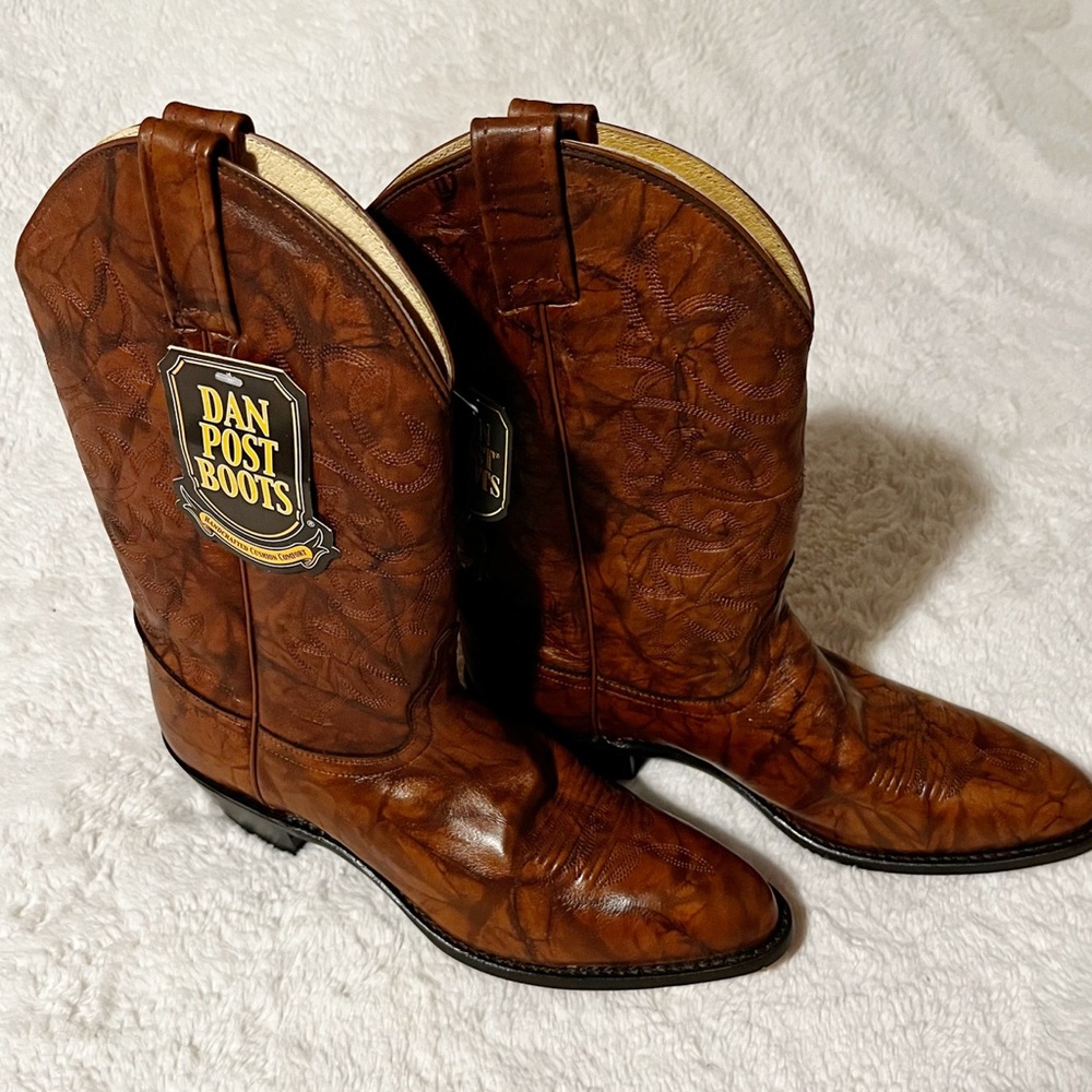 Dan Post Brown Marbled Leather Western Cowboy Cowgirl Boots Women's 9 M